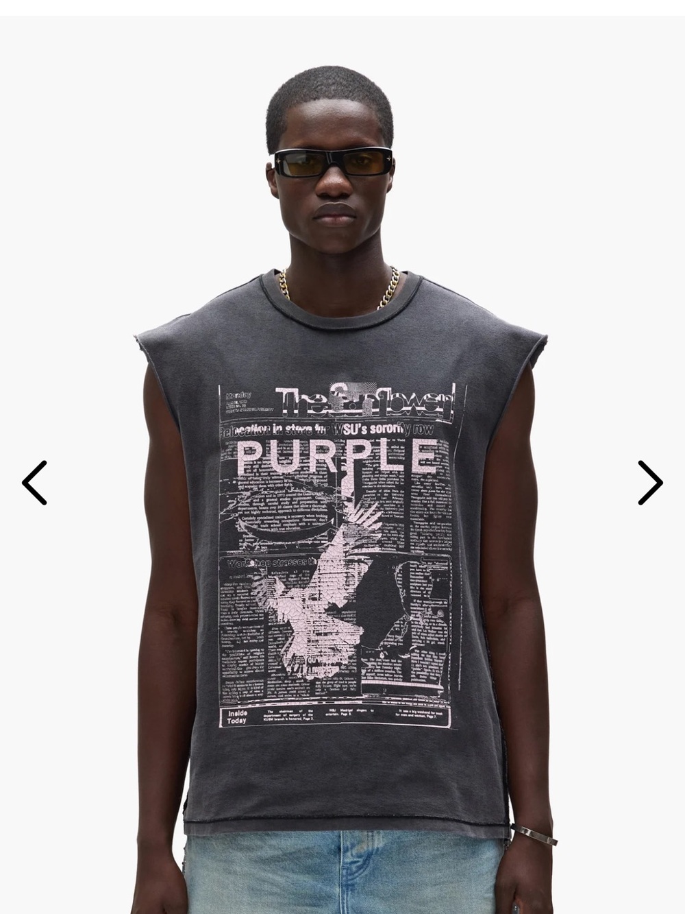 Good News Tank Top ‘PURPLE'  Print in Black and Light Pink